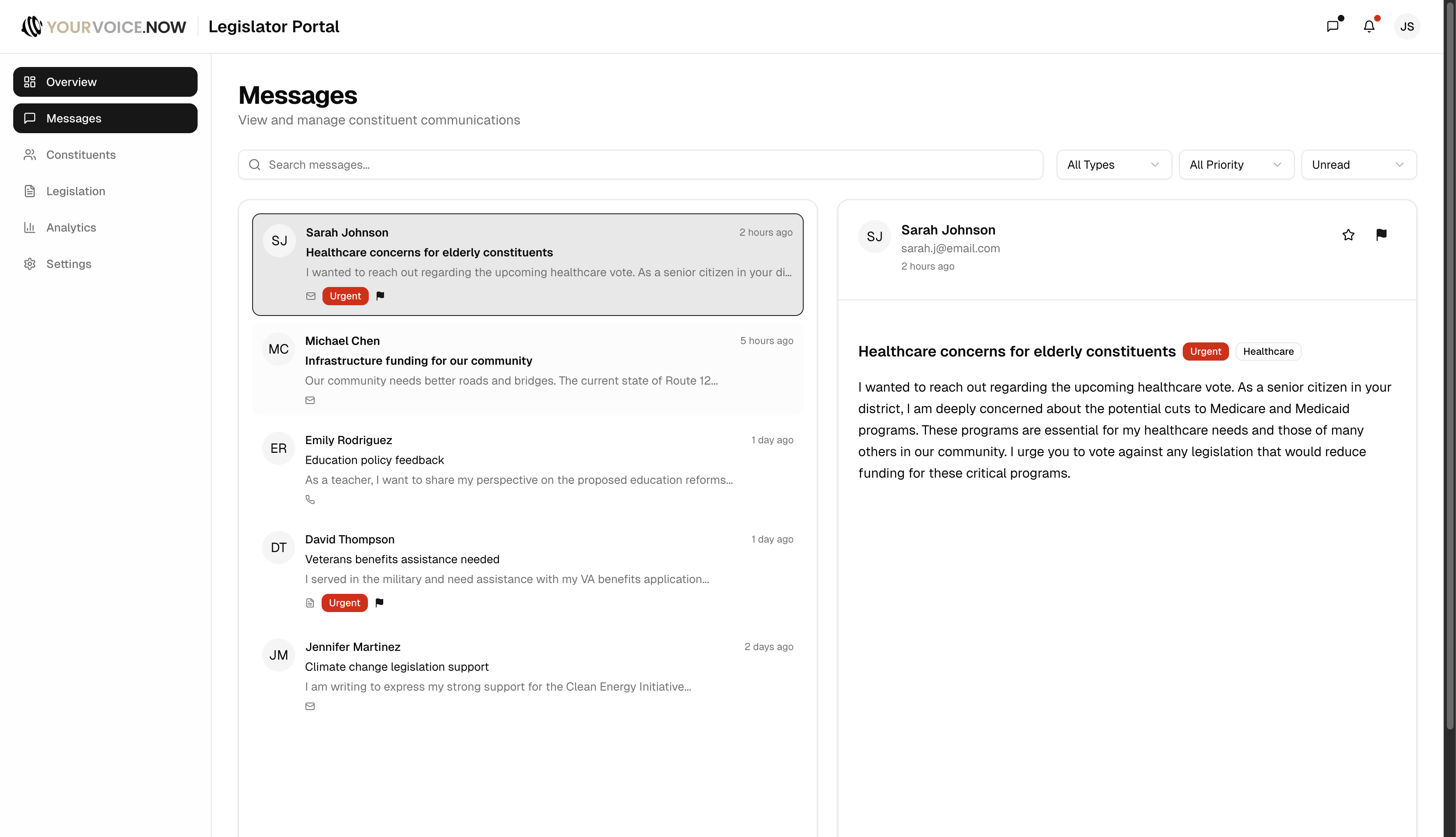 Legislator Portal Screenshot 2